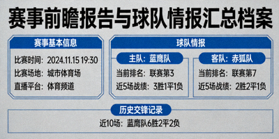 赛事前瞻报告与球队情报汇总档案