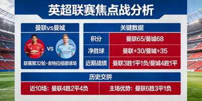 英超联赛焦点战分析图表，显示球队对阵与关键数据